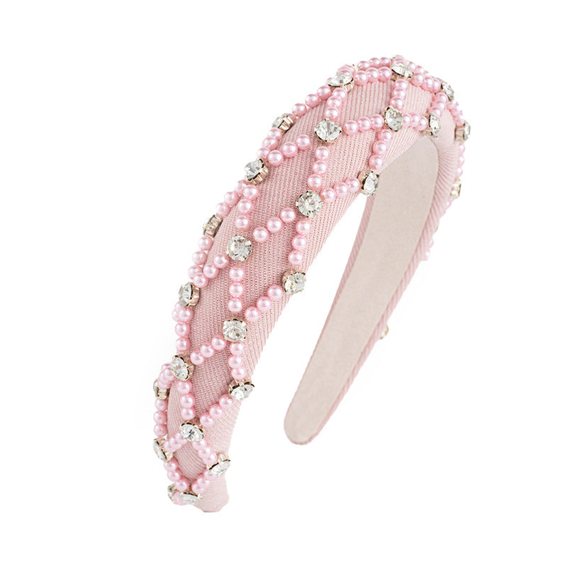 Wholesale Diamond and Pearl Baroque Sponge High Skull Headband